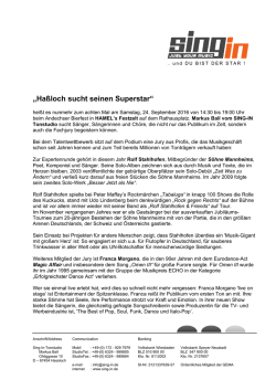 Ha&szlig;loch sucht seinen Superstar 2016 -- Presseinfo