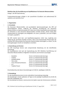 Bayerischer Pétanque Verband e.V. Richtlinie über die