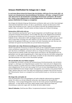 Gr&ouml;ssere Wahlfreiheit f&uuml;r Anlagen der 2. S&auml;ule
