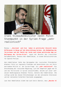 Irans Vizeau&szlig;enminister nennt Putin-Standpunkt in der - K