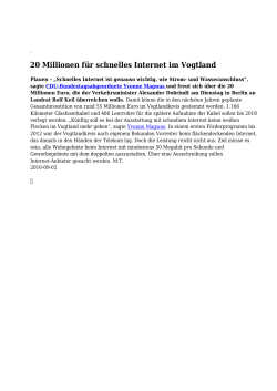 20 Millionen für schnelles Internet im Vogtland - Vogtland