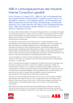 ABB in Lenkungsausschuss des Industrial Internet Consortium