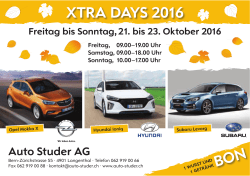 XTRA DAYS 2016 BON - Auto Studer AG Langenthal