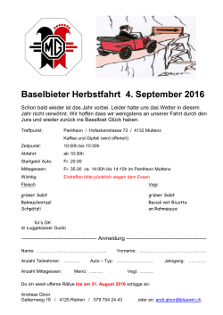 Stamm Basel: 4. September 2016 Herbschtfahrt durch den Jura