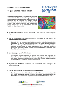 Infoblatt zum Fahrradfahren 10 gute Gr&uuml;nde, Rad zu fahren