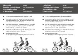 Einladung Familiengottesdienst Gemeindeausflug 4.September