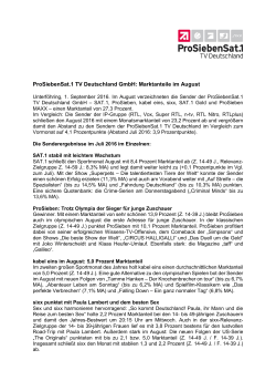 ProSiebenSat.1 TV Deutschland GmbH: Marktanteile im August