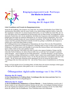 Die Woche im Zentrum Nr. 175 - Evangelische Gemeinde in Thailand