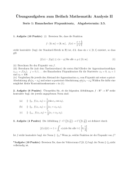 ¨Ubungsaufgaben zum Beifach Mathematik: Analysis II