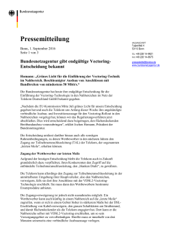 Pressemitteilung - Bundesnetzagentur