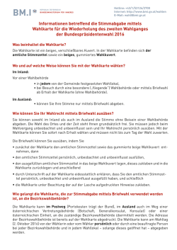 Informationen betreffend die Stimmabgabe mittels Wahlkarte f&uuml;r die