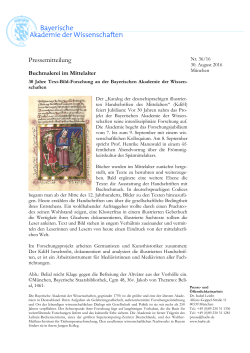 Pressemitteilung - Bayerische Akademie der Wissenschaften