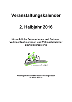 Veranstaltungskalender 2. Halbjahr 2016