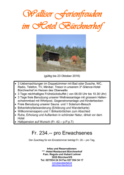 Walliser Ferienfreuden im Hotel Bürchnerhof