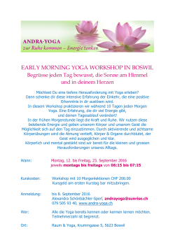 EARLY MORNING YOGA WORKSHOP IN BOSWIL