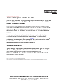 Jochen Wermuth spendet wieder an die Gr&uuml;nen