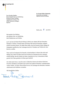hier die Gl&uuml;ckwunschschreiben unseres Au&szlig;enministers