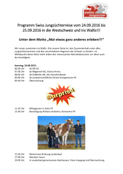 Programm Swiss Jungzüchterreise vom 24.09.2016 bis 25.09.2016