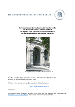 Informationen f&uuml;r neu immatrikulierte Studierende