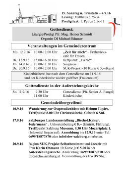 Veranstaltungen ab 4.9.2016 - Evangelische Gemeinde Salzburg