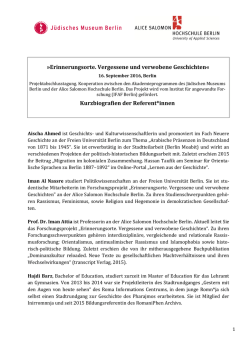 Erinnerungsorte. Vergessene und verwobene Geschichten