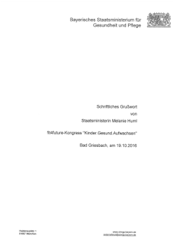 Zum Grußwort der Staatsministerin Melanie Huml - Fit-4