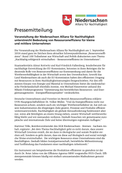 Pressemitteilung - Niedersachsen Allianz für Nachhaltigkeit