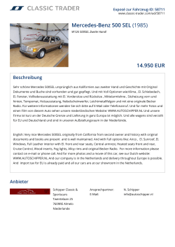 Mercedes-Benz 500 SEL (1985) 14.950 EUR