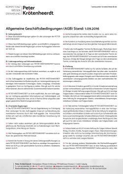 Allgemeine Geschäftsbedingungen (AGB) Stand: 1.09.2016