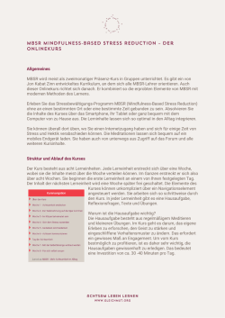 Informationen zum Kursablauf