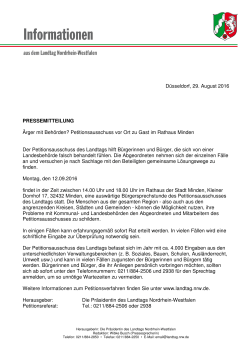 Pressemitteilung des Landtags NRW