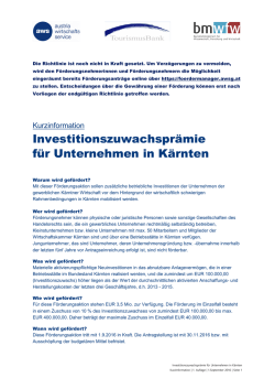 Investitionszuwachspr&auml;mie - Kurzinformation