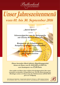 September 2016 - Hotel-Restaurant Bullerdieck