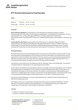 EFT II &ndash; Emotionsfokussierte Paartherapie