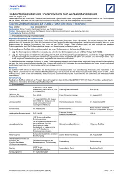 Produktinformationsblatt &uuml;ber Finanzinstrumente