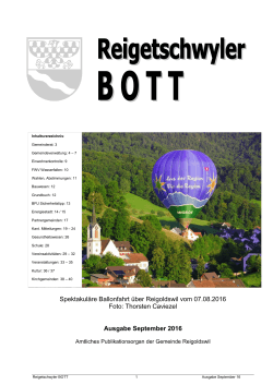 Spektakuläre Ballonfahrt über Reigoldswil vom 07.08.2016 Foto