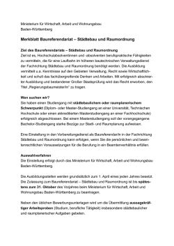 im Merkblatt Baureferendariat &ndash; St&auml;dtebau und Raumordnung