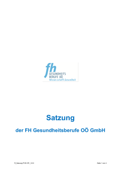 Satzung der FH Gesundheitsberufe OÖ GmbH