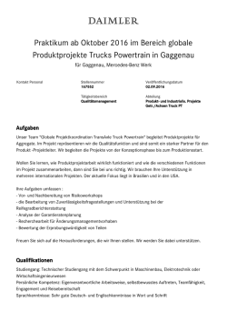 Praktikum ab Oktober 2016 im Bereich globale