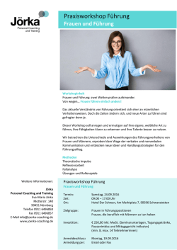 Praxisworkshop Führung - Jörka Personal Coaching und Training