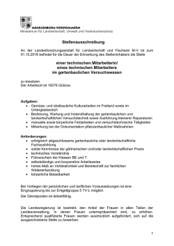 eines technischen Mitarbeiters im gartenbaulichen Versuchswesen