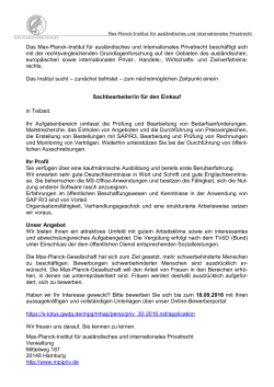 eine/n Sachbearbeiter/in f&uuml;r den Einkauf - Max-Planck