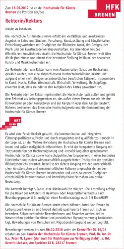Rektorin/Rektors - Hochschule für Künste Bremen