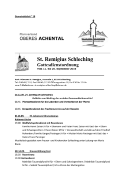 Gottesdienst-Ordnung und Informationen des
