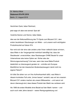 Statement Dr. Markus Miele, Geschäftsführender Gesellschafter