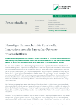 Pressemitteilung Neuartiger Flammschutz für Kunststoffe