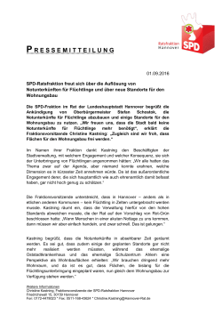 Pressemitteilung der SPD-Ratsfraktion, 01.09.2016