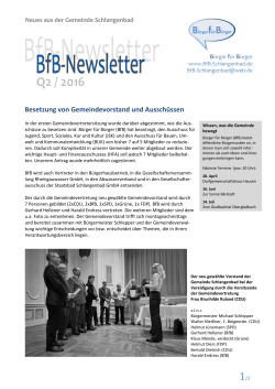 BfB-Newsletter 16 - Wer sind Bürger für Bürger