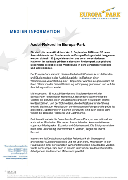 Azubi-Rekord im Europa-Park - Presse | Europa-Park