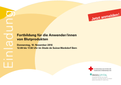 Jetzt anmelden! - Interregionale Blutspende SRK